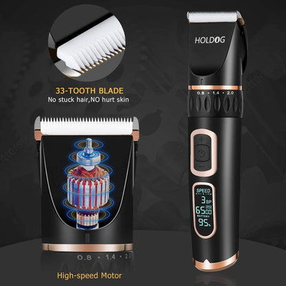 Dog Clippers Professional Heavy Duty Grooming Clipper 3-Speed Low Noise High Power Rechargeable Cordless Pet Tools for Small & Large Dogs Cats Pets with Thick Coats5