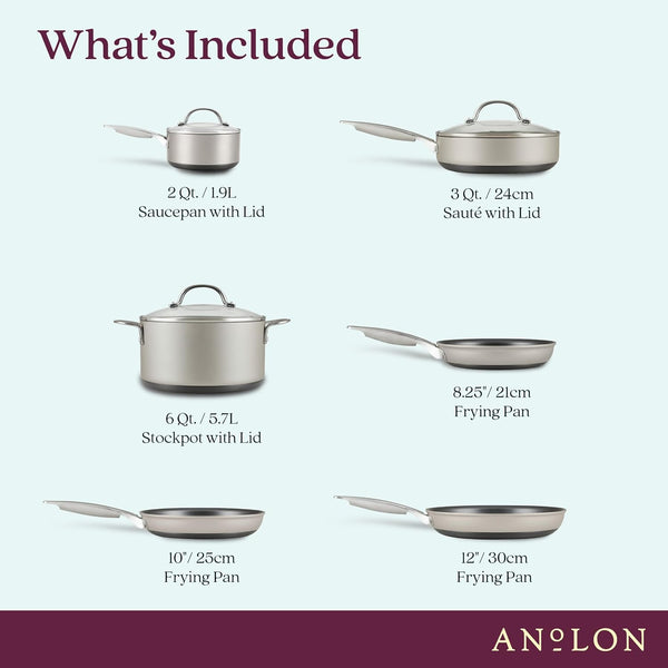 Achieve Hard Anodized Nonstick Cookware Pots and Pans Set, 9 Piece - Silver3