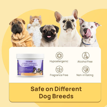 HICC PET Wrinkle Wipes for Dogs | Deep Fold Cleaning Wipes for Facial Folds | Helps Clean Dirt, Tear Residue for Tail Pockets & Skin Folds | Gentle for Bulldogs, French Bulldogs & Pugs | 100 Count6