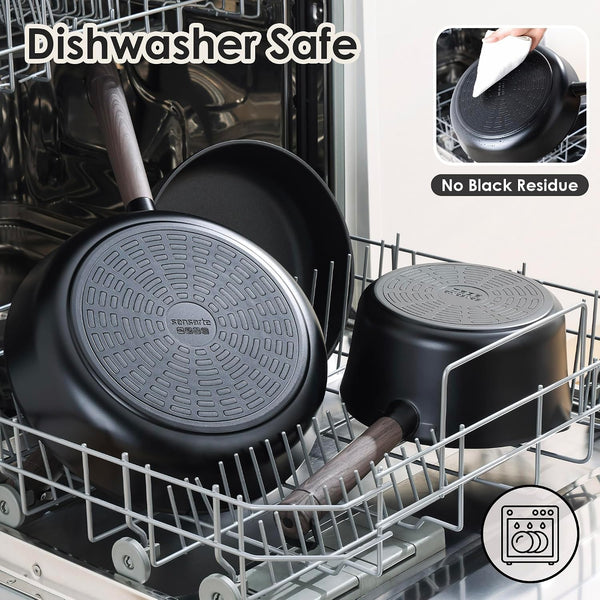 15Pcs Nonstick Cookware Set Pots and Pans Set Kitchen Cooking Frying Pans with Stay-Cool Handle, Dishwasher Safe, Induction Compatible, PFOA/PFOS Free, Black4