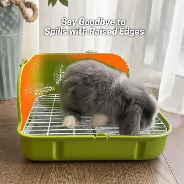 Rabbit Litter Box, Bunny Litter Box, Guinea Pig Potty Trained, Square Small Animal Toilet Potty Pan for Rabbit Guinea Pig Ferret Hamster Chinchilla (Grass Green)5
