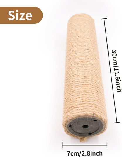 4PCS 12 Inch Cat Scratching Post with Natural Sisal Rope Cat Scratch Pole Scratching Tree Scratching Posts for Indoor Replacement Part Accessories for DIY Cat Tower Hammock4