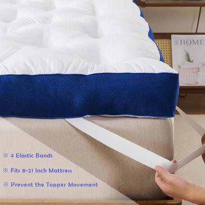 5 Inch Memory Foam Mattress Topper Queen for Back Pain, Filled with Flfuffy Soft Breathable Stuffing, Thick Supportive Pillow Top Queen Mattress Topper4