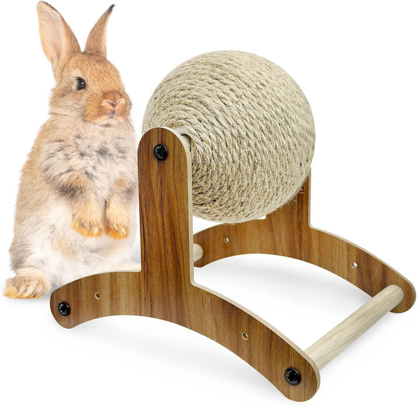 Fhiny Rabbit Scratch Toy, Natural Sisal Rabbit Scratching Ball with Cardboard Pad 2-In-1 Bunny Claw Scratcher Interactive Toys Nail Scratching Post for Indoor Pets Kittens Ferrets Small Animals8