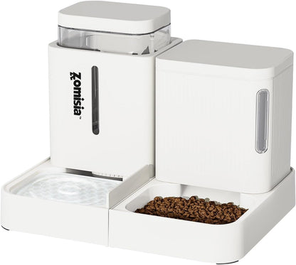 ZOMISIA Gravity Dog Food and Water Dispenser, 2 in 1 Automatic Dog Feeder with 180 Degree Rotatable, 2 Pack Large Capacity Self Feeding for Small Dogs Puppy, Black, 1.6Galx212