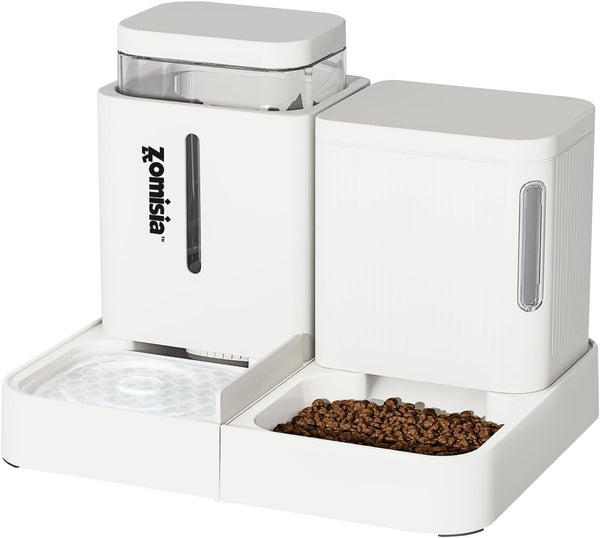 ZOMISIA Gravity Dog Food and Water Dispenser, 2 in 1 Automatic Dog Feeder with 180 Degree Rotatable, 2 Pack Large Capacity Self Feeding for Small Dogs Puppy, Black, 1.6Galx212