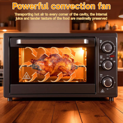 34QT/32L Kitchen Convection Electric Oven, 1500W, Multi-Functional Countertop Toaster Oven with 60-Min Timer, Crispy Roast, Dehydrate, Rotisserie, 6 Accessories Included, Black US Plug7