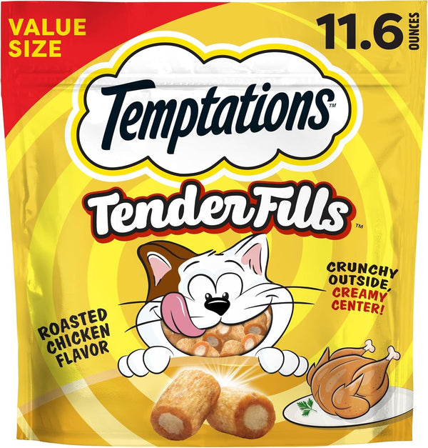 Temptations Tender Fills Adult Cat Treats, Festive Feast Flavor, 11.6 Oz | 2X More Creamy Filling than Classic, Real Meat, No Artificial Flavors, Crunchy Shell with Soft Center, Resealable Pouch11