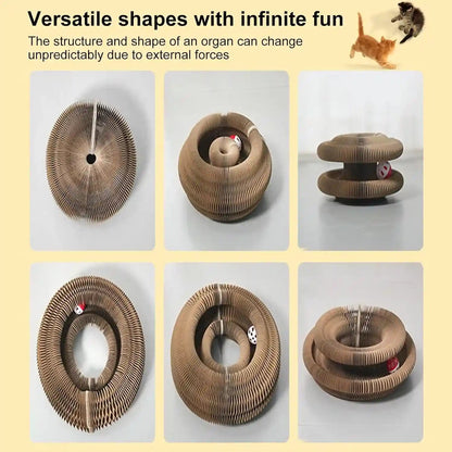Kitty Curls Cat Toy,Foldable Magic Organ Cat Toy,Magic Organ Cat Scratcher Board,Foldable Recyclable Cat Accordion Toy for Indoor Cat Playing,Interactive Scratch Pad with Toy Ball4