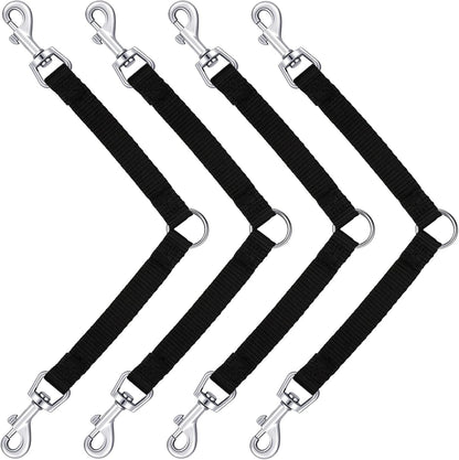 Reginary 4 Pieces No Tangle Dog Leash Couplers Black Double Clip Leash for Two Clasp Dog 0.6 Inch Wide Heavy Duty Nylon for Large Pet Walking Supplies, 4 Inch1