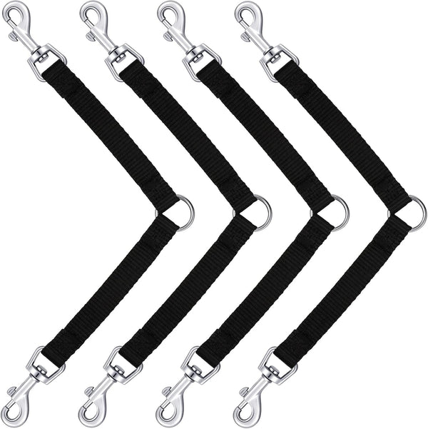 Reginary 4 Pieces No Tangle Dog Leash Couplers Black Double Clip Leash for Two Clasp Dog 0.6 Inch Wide Heavy Duty Nylon for Large Pet Walking Supplies, 4 Inch1