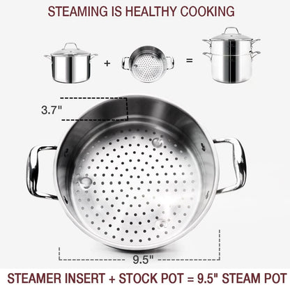 14-Piece Nickel Free Stainless Steel Cookware Set Whole-Clad 3-Ply - Mirror Polished Pots and Pans Set - Healthy Cookware Set with Steamer - Non-Toxic Induction Cookware Sets4