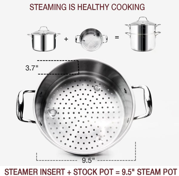 14-Piece Nickel Free Stainless Steel Cookware Set Whole-Clad 3-Ply - Mirror Polished Pots and Pans Set - Healthy Cookware Set with Steamer - Non-Toxic Induction Cookware Sets4