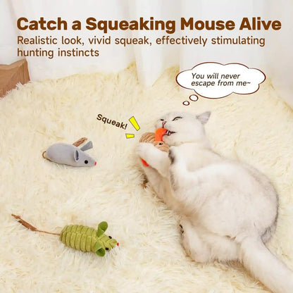 Potaroma Cat Toys: 3Pcs Squeak Mice Interactive Catnip Silvervine Animals | Indoor Kittens - Dental Matatabi Cat Nip & Chew Exercise Toy for All Breeds & Species3