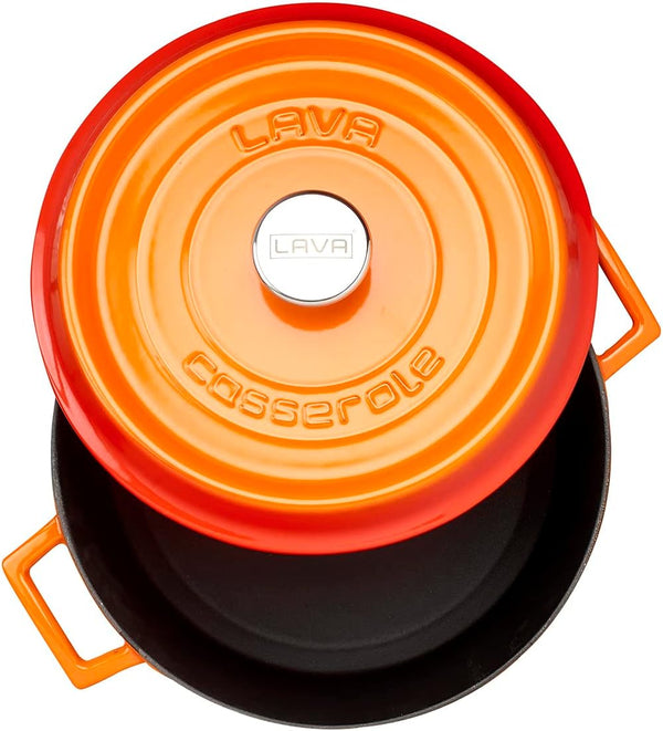 10 Quarts Cast Iron Dutch Oven: Multipurpose Stylish round Shape Dutch Oven Pot with Three Layers of Enamel Coated with Trendy Lid (Orange)5