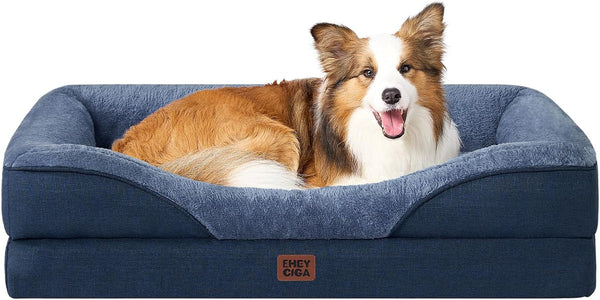 EHEYCIGA Orthopedic XL Dog Bed for Large Sized Dog, 42X30 Inch Extra Large Memory Foam Dog Couch Bed with Sides, Waterproof Liner & Washable Removable Cover, Bolster Pet Sofa, Grey49