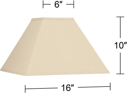 Reva Large Beige Linen Tapered Square Lamp Shade 6X16X10 (Spider) | 6" Top X 16" Bottom X 10" High X 12" Slant Replacement for Table Lamps Pre-Assembled Harp + Finial4