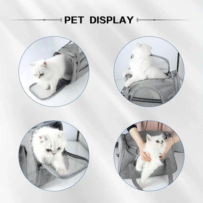 Fluffydream Pet Travel Carrier Soft Sided Portable Bag for Cats, Small Dogs, Kittens or Puppies, Collapsible, Durable, Airline Approved, Travel Friendly (Grey, 17.0" L X 10.0" W X 11.0" H) (Grey)7