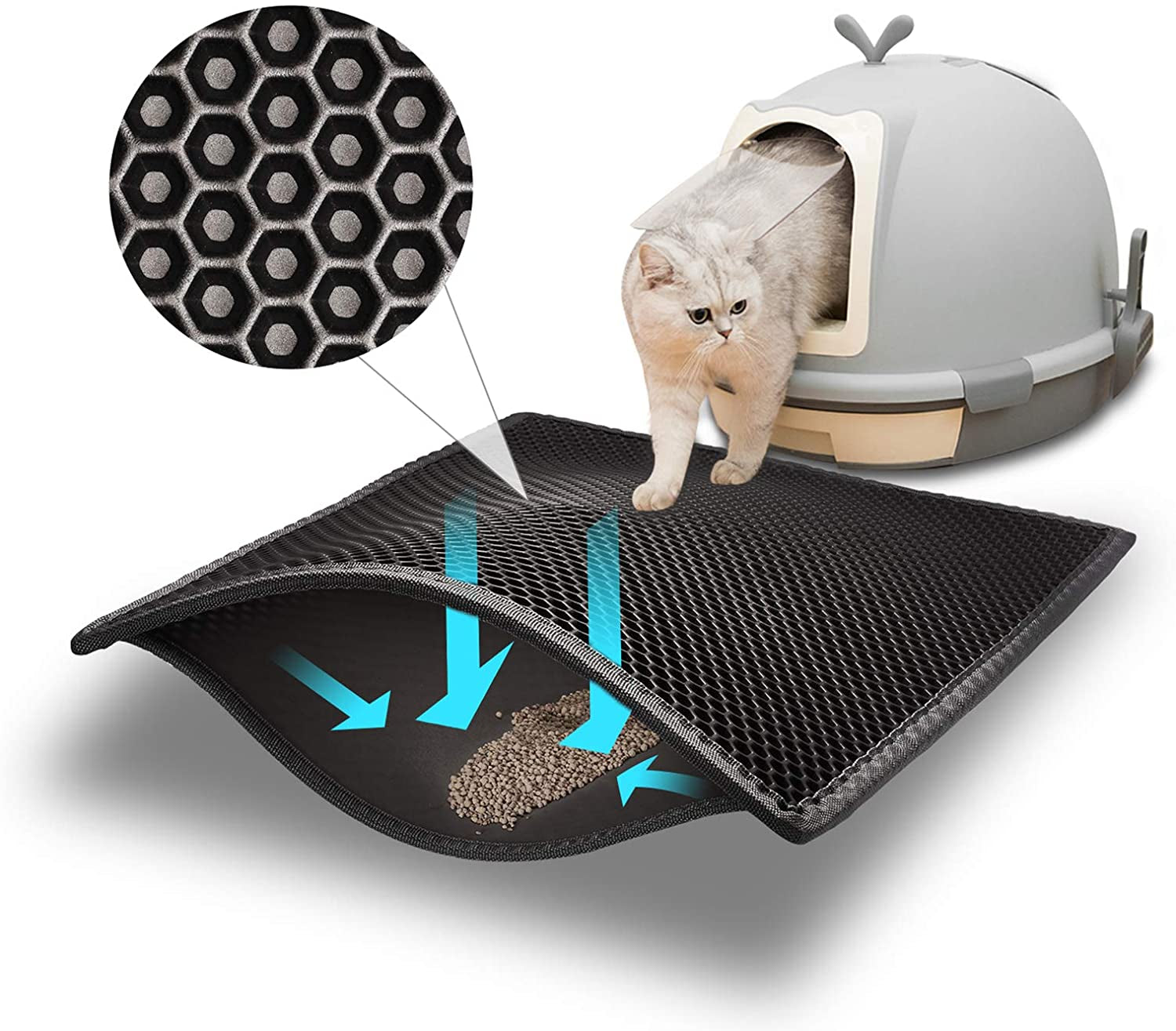 pieviev-cat-litter-mat-double-layer-waterproof-urine-proof-trapping-mat-1-pack-gray-24x15-inch-pack-of-1-honeycomb-design-catches-scattered-particles-to-stop-tracking-urineproof-base-protects-floors-easy-to-clean