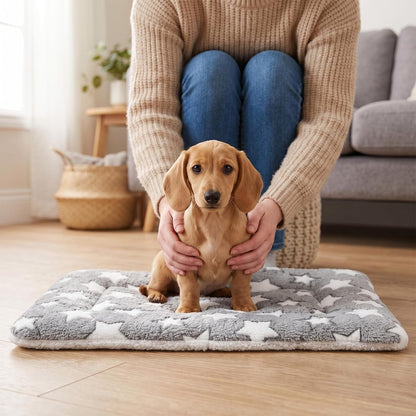 4 Pcs Dog Bed Mat, Comfortable Soft Pad for Pets Reversible Crate | Pads Dog Crate Bed Washable Cute Star Pet Beds for Cage Portable Soft Kennel Mat for Outdoor Sleeping Small Dogs Cat Sleeping6