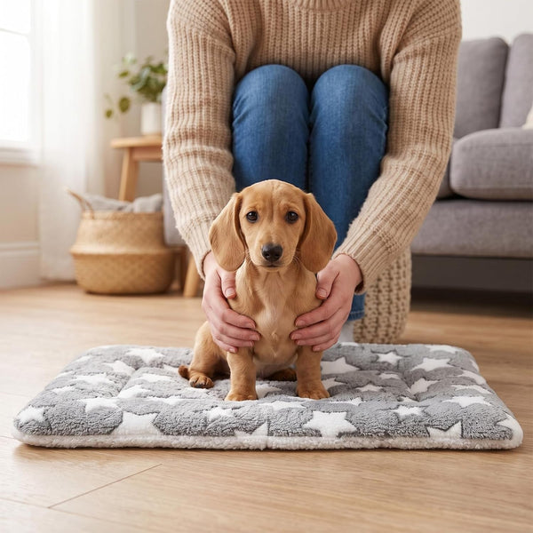 4 Pcs Dog Bed Mat, Comfortable Soft Pad for Pets Reversible Crate | Pads Dog Crate Bed Washable Cute Star Pet Beds for Cage Portable Soft Kennel Mat for Outdoor Sleeping Small Dogs Cat Sleeping6