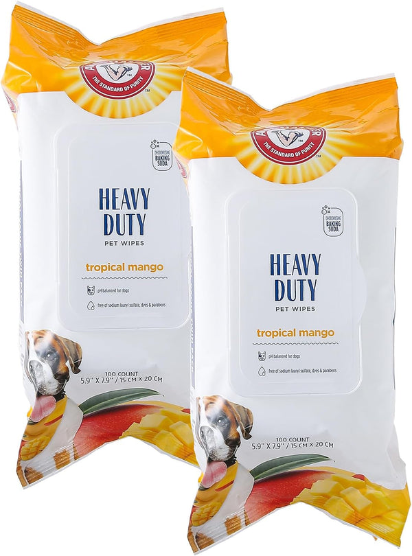 Arm and Hammer for Pets Heavy Duty Multipurpose Dog Bath Wipes, Mango Scent - All Purpose Wipes Remove Odor and Refresh Your Dog’S Skin between Baths, 100 Count - 2 Pack1
