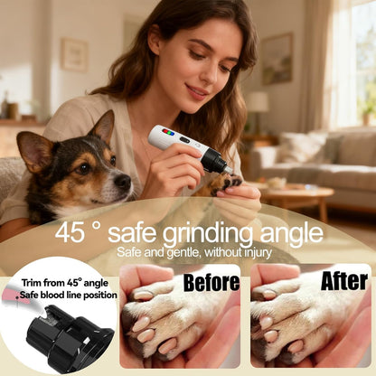 Silent Pet Nail Grinder for Dogs & Cats, 3 Grinding Heads | Professional 2-Speed Rechargeable Dog Nail Trimmer for Small/Medium Dogs & Cats, Painless Paw Grooming6