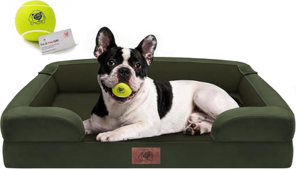Waterproof Orthopedic Dog Bed for Extra Large Sized Dogs | Memory Foam Pet Bed Sofa with Bolster, Dog Couch with Washable Cover & Non-Slip Bottom, 42X30 Inch, Grey44