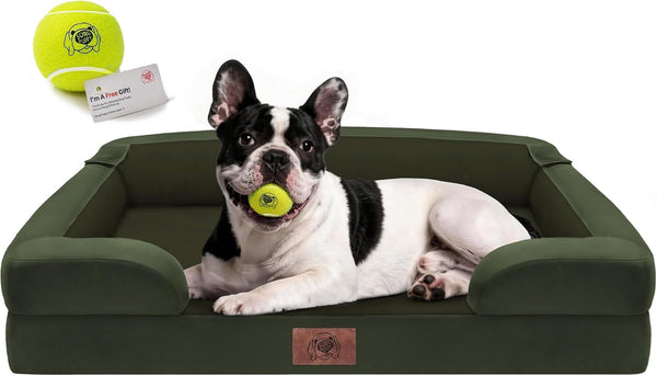 Waterproof Orthopedic Dog Bed for Extra Large Sized Dogs | Memory Foam Pet Bed Sofa with Bolster, Dog Couch with Washable Cover & Non-Slip Bottom, 42X30 Inch, Grey44
