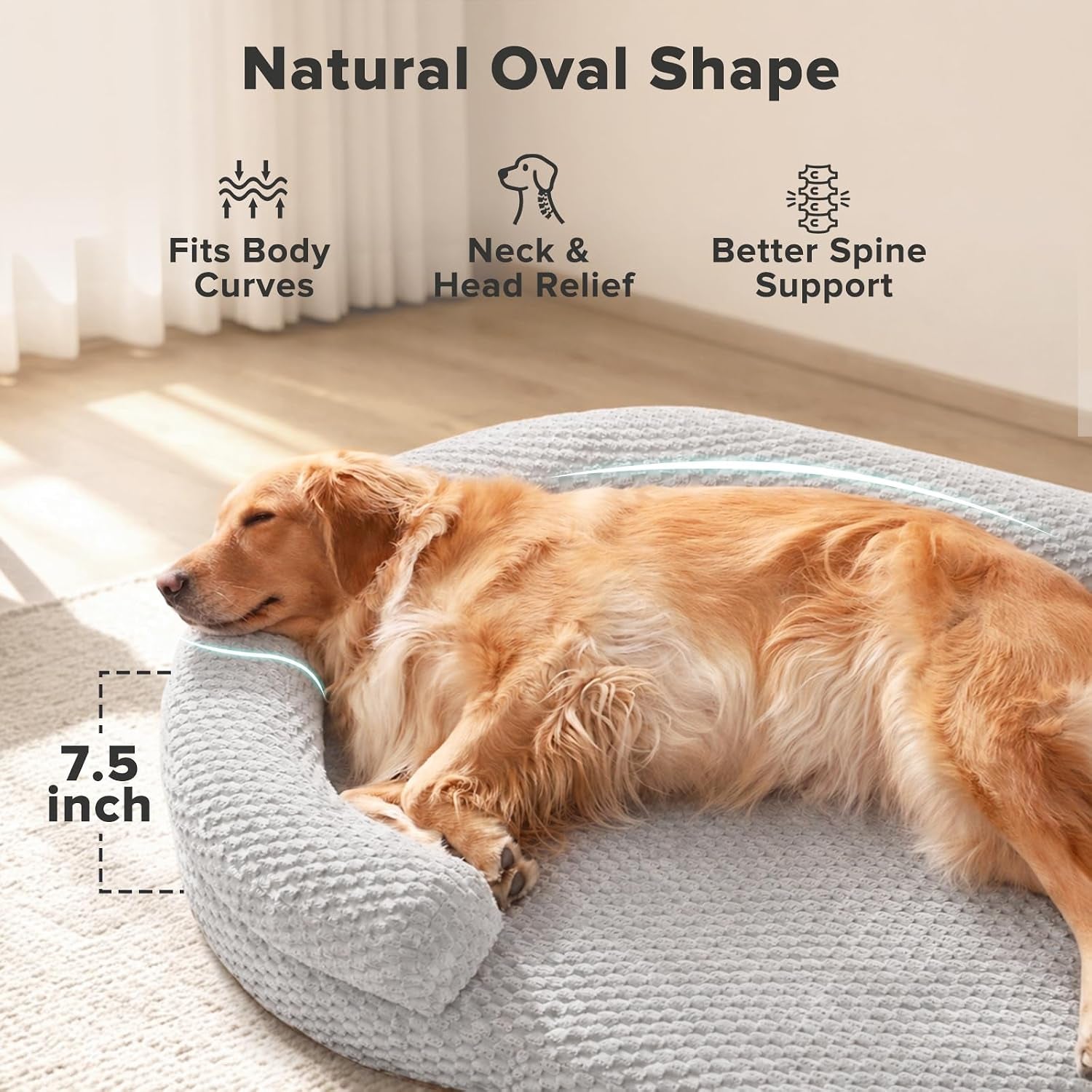 joejoy-xl-orthopedic-dog-beds-large-sized-dog-extra-large-washable-waterproof-oval-large-dog-bed-with-removable-cover-egg-crate-foam-pet-bed-with-bolster-non-skid-bottom-light-grey-42x31