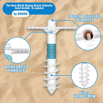 Beach Umbrella Sand Anchor, Beach Accessories-Umbrella Base with 5-Spiral Screw Design, Beach Essentials Umbrella Holder Stand Resist Strong Winds One Size Fits All2