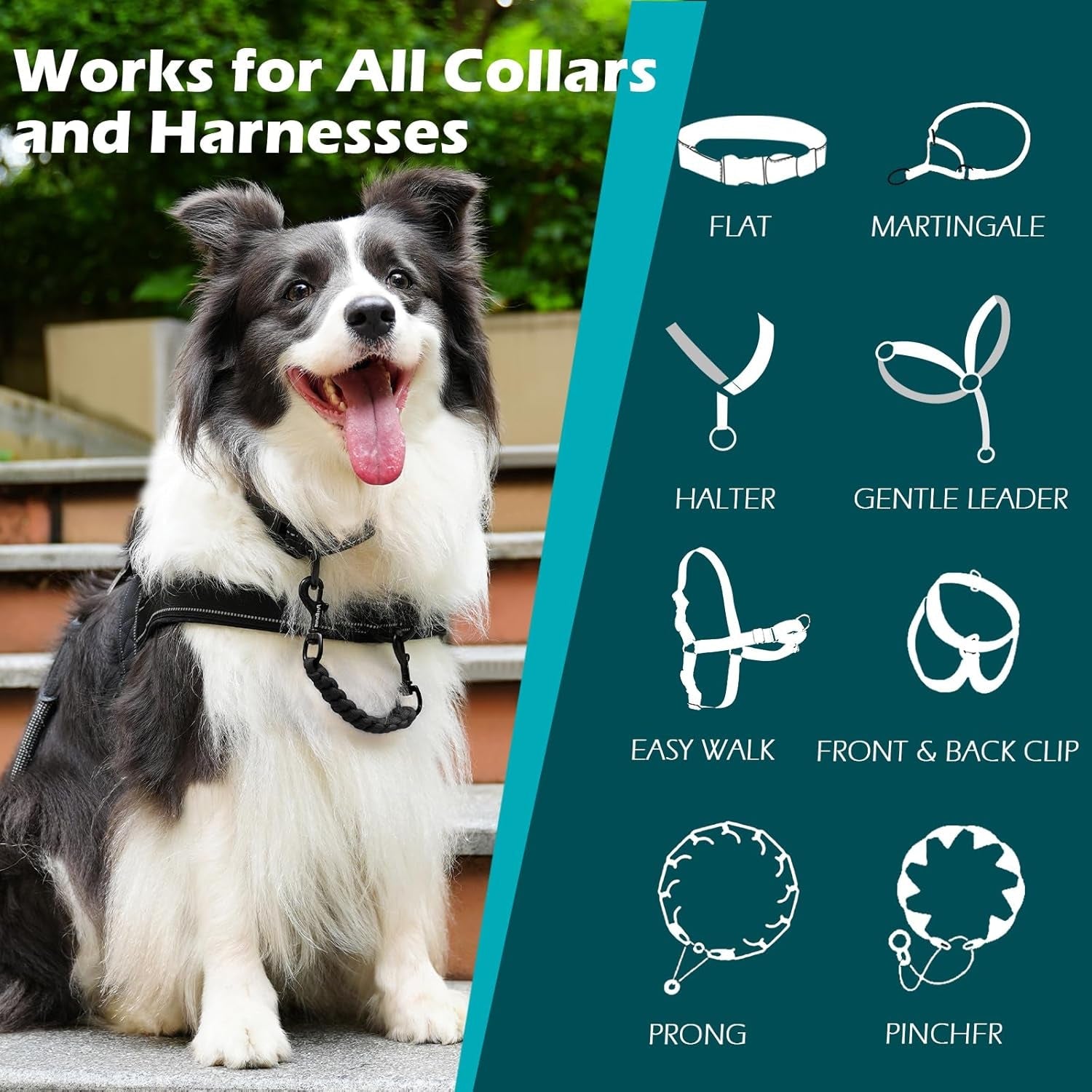 petbonus-dog-collar-safety-clip-handmade-prong-collar-to-harness-connector-dog-leash-backup-safety-strap-escape-proof-double-ended-clasp-lead-connector-for-pinch-collar-harness-black