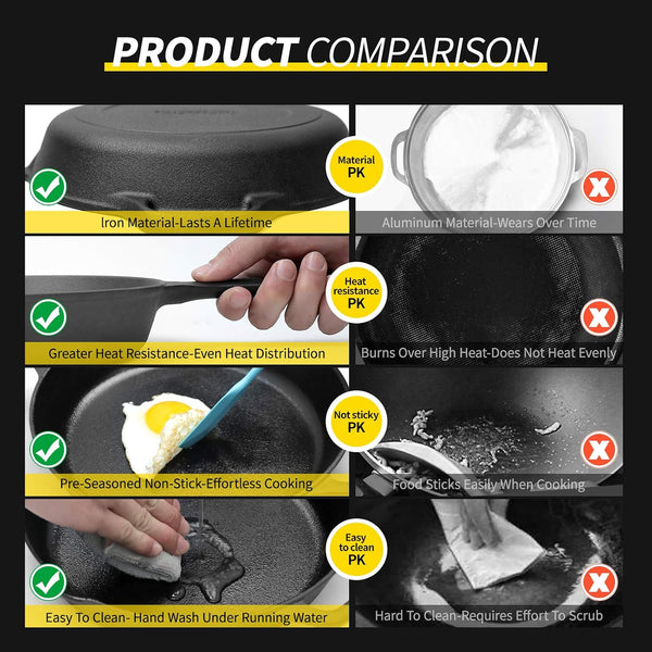 Pre-Seasoned Large Cast Iron Skillet 17 Inch, Dual Handle Outdoor Camping Frying Pan, Pizza Pan, Use for Grill, Stovetop, Induction, Oven Safe Cookware6