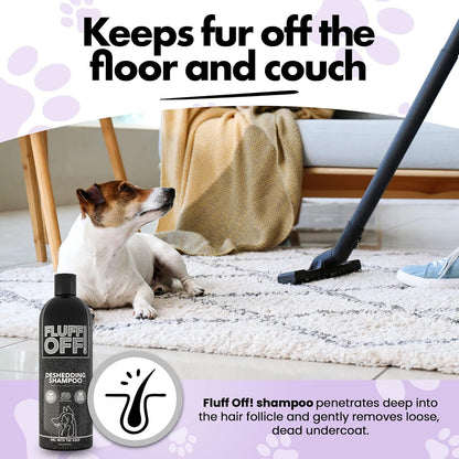 Fluff Off! by Girl with the Dogs, Natural Deshedding Dog & Cat Shampoo, 16 Oz, Made in USA, 8 Wks+4