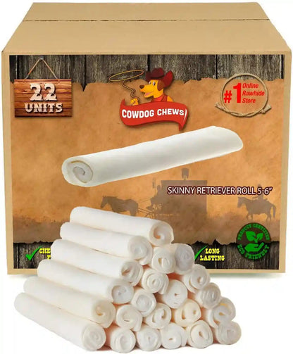 Cowdog Chews 5-6 Inches Rawhide Retriever Roll - Chewing Dog Treat, 100% Natural - Natural Grass Fed Livestock Sourced (50 Pack)8