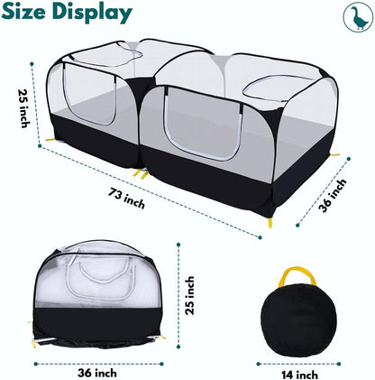 Small Animals Playpen,Pet Cage Tent Large Chicken Run Coop with Detachable Bottom Breathable Transparent Mesh Walls, Foldable Pet Enclosure for Puppy Kitten Rabbits Indoor Outdoor Playpen7