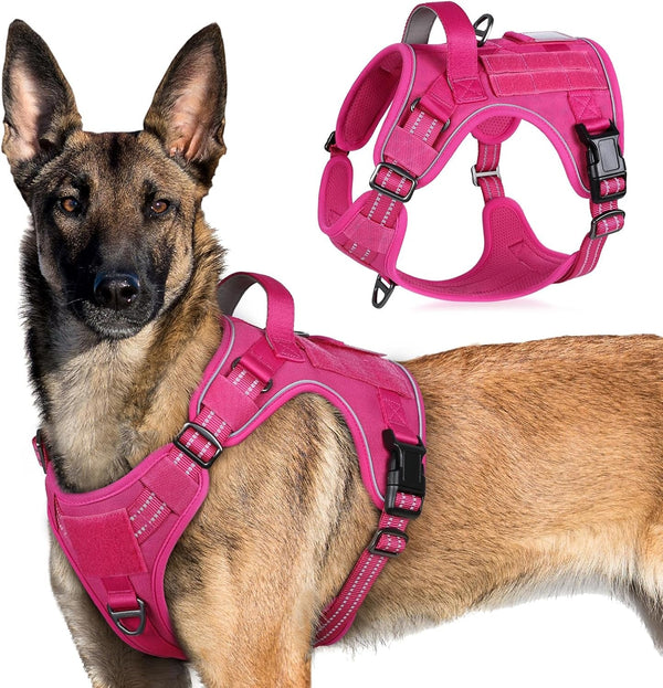 Rabbitgoo Tactical Dog Harness for Large, No Pull Military Service Vest | Molle & Handle, Heavy Duty, Adjustable, Reflective Straps, Easy Control for Training Walking, Black, Large14