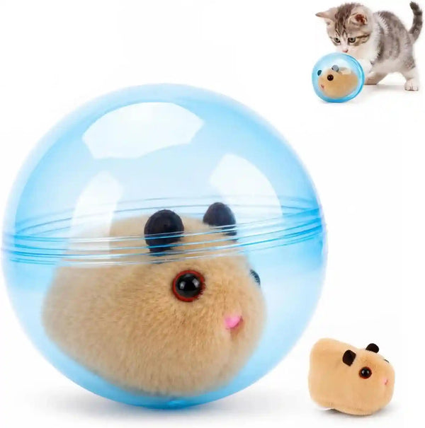 2026 Self-Rolling Interactive Cat Ball, Moving Rolling Cat Ball 360° Rolling Spin Moving Cat Ball, Cute Pet Rotating Toys, Fun Indoor Interactive Pet Ball for Cats Dogs Chasing ((Blue, Brown Mouse))1