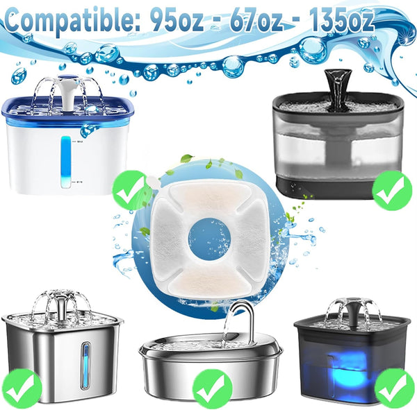 34 Pcs Cat Fountain Filters Replacement Compatible with VEKEN 95Oz/2.8L Cat Water Fountain Filters Automatic Dog Water Fountain Filters Pet Fountain2