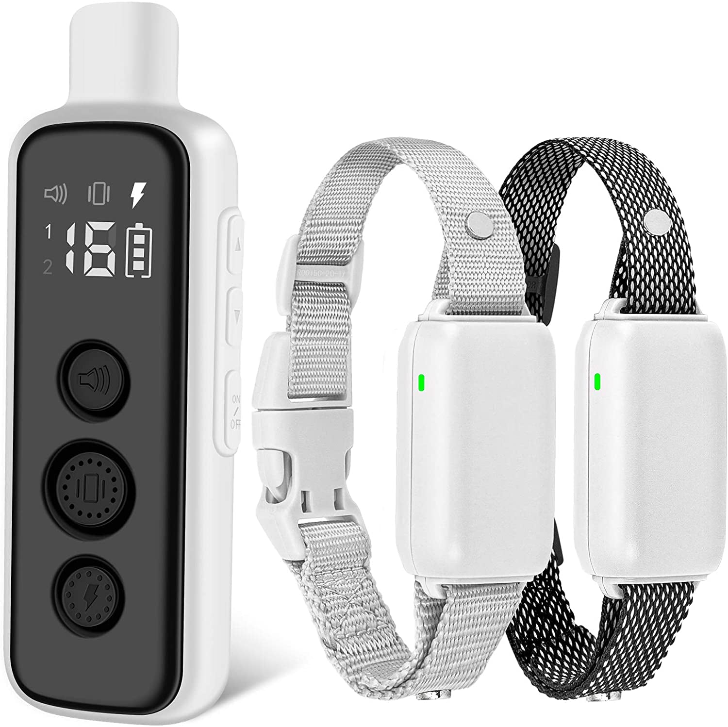 bousnic-dog-shock-collar-for-2-dogs-8-120lbs-waterproof-rechargeable-electric-dog-training-collar-with-remote-for-small-medium-large-dogs-with-beep-vibration-safe-shock-modesgrey