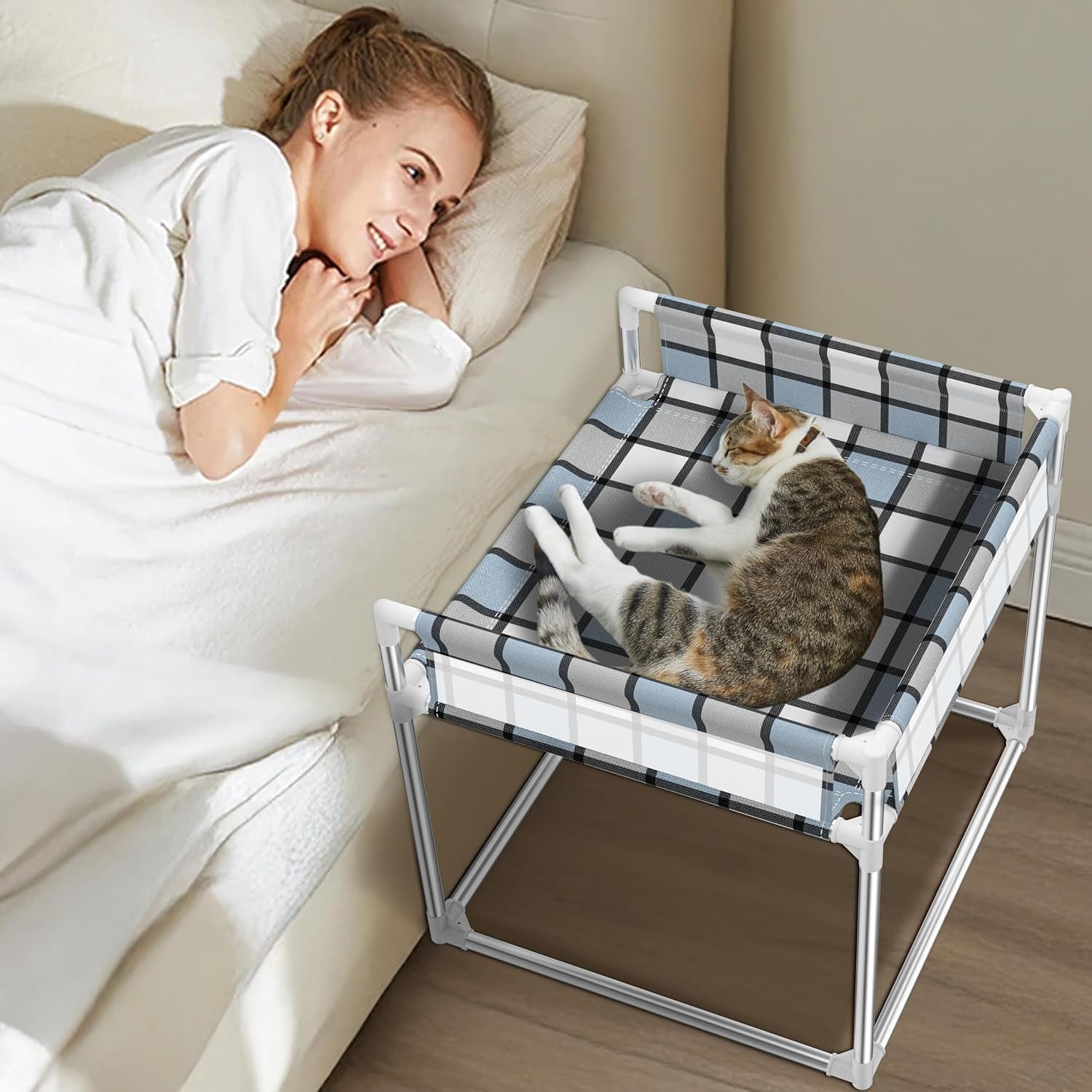 bedside-cosleeper-dog-bed-with-guardrail-3-fence-height-elevated-bed-dog-extension-attached-to-human-bed-for-medium-dog-cat-stainless-steel-window-perch-lounge-elevated-sleeper-hammock-furniture