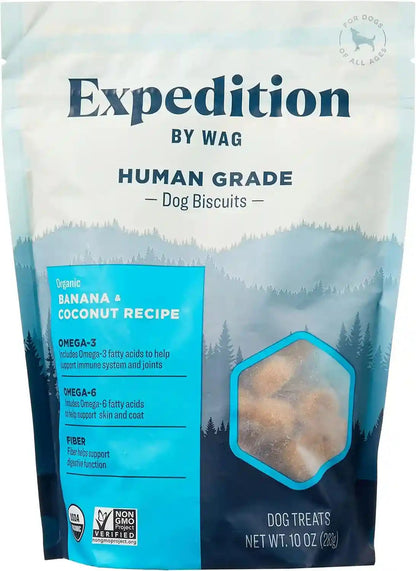 Amazon Brand - Wag Expedition Human Grade Organic Biscuits Dog Treats, Non-Gmo, Pumpkin & Chia Seed, 10 Oz, Pack of 110