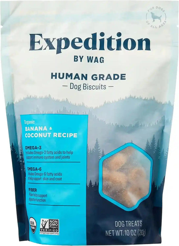 Amazon Brand - Wag Expedition Human Grade Organic Biscuits Dog Treats, Non-Gmo, Pumpkin & Chia Seed, 10 Oz, Pack of 110