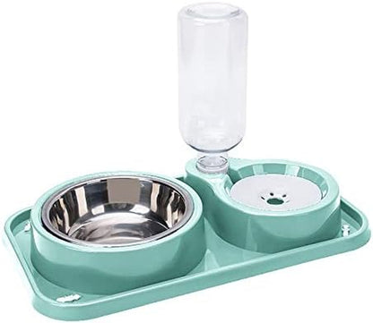Love Dream Double Dog Cat Bowls, Anti-Slip Pet Food and Water Bowl Set | Automatic Gravity Water Dispenser Bottle Detachable Stainless Steel Bowl No-Spill for Indoor Cats Dogs Puppy Kitten Rabbit8