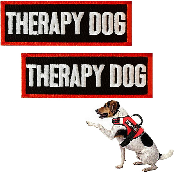 2 Pack Service Dog Patches for Harness, Tags with Hook and Loop Patches Red Border for Vests and Harnesses for Dog in Training, Service Dog, Emotional Support10