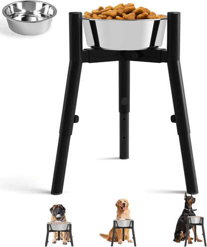 Dog Bowl Stand for Medium Large Dogs, Adjustable Width Elevated Dog Bowls 7-10.6", Raised Dog Food Water Bowls, 11 Inch Tall Single Holder, Black,Bowl Not Included14