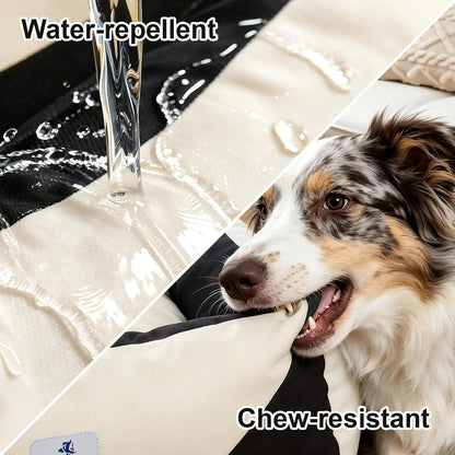 Cotton Canvas Dog Bed (290Gsm Thick), 24"X20"X8" Durable Waterproof | Cute Dog Beds for Small Dogs, Orthopedic Bed with Washable Removable Cover, Anti-Chewing Pet Bed Anti-Slip Black&White4