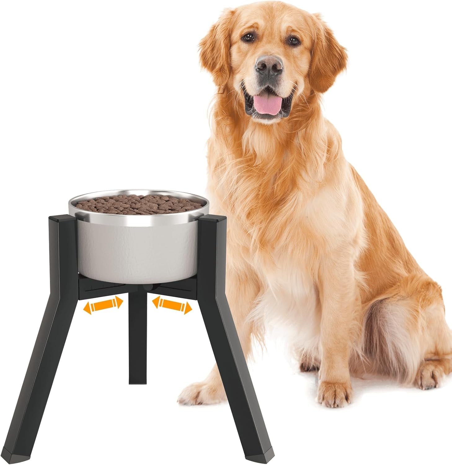 dog-bowl-stand-for-medium-large-dogs-adjustable-width-elevated-dog-bowls-7-10-6-raised-dog-food-water-bowls-11-inch-tall-single-holder-black-bowl-not-included