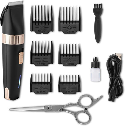 Amazon Basics Dog Clippers Low Noise Rechargeable Cordless Pet Grooming Kit with 6 Comb Sizes for Dogs Cats, Black1