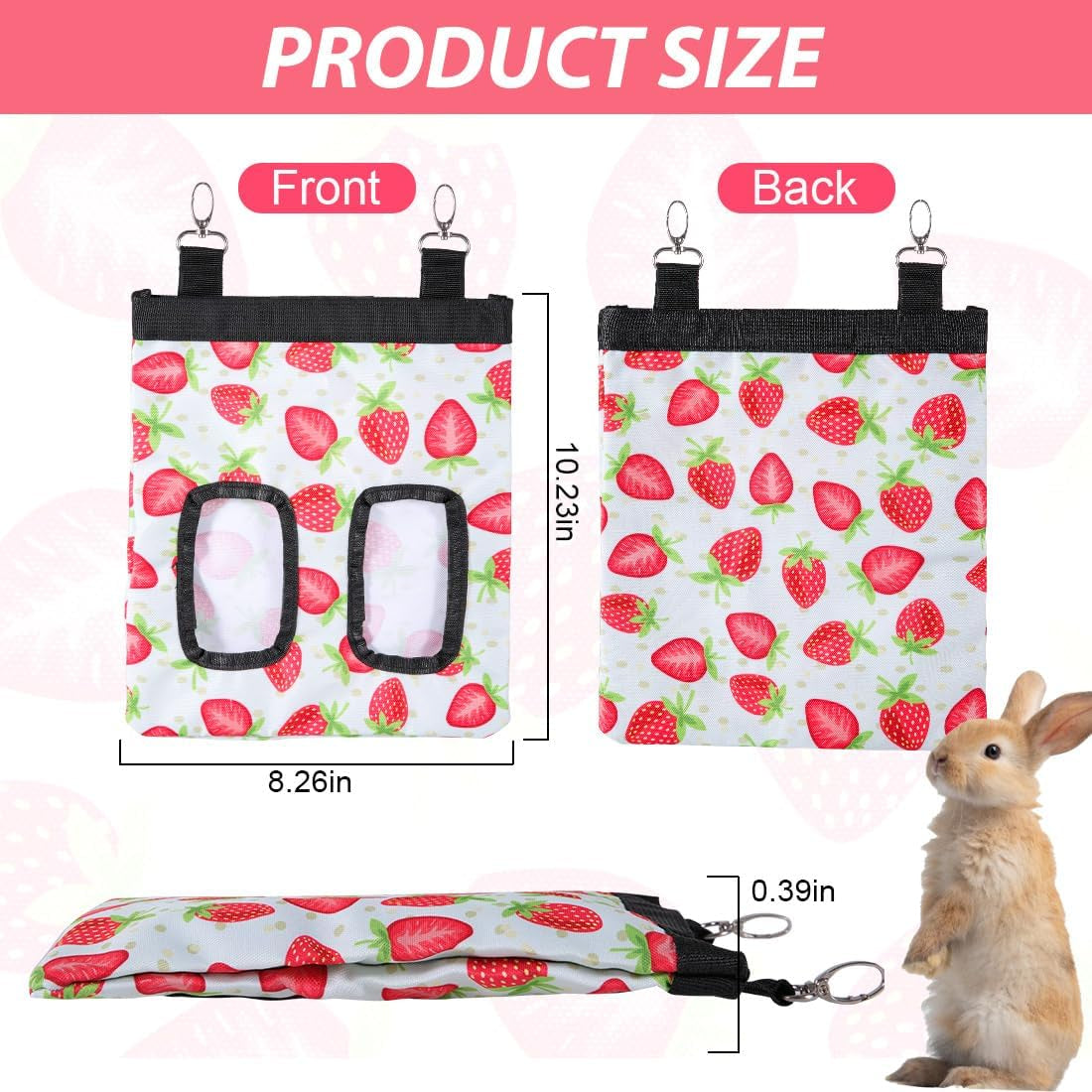 dzwlkj-guinea-pig-hay-feeder-2-pack-11-x-9-x-1-inches-rabbit-hay-feeder-bag-stainless-steel-600d-oxford-watermelon-and-strawberry